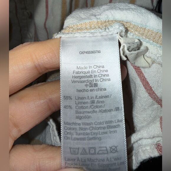 Madewell Linen-Cotton Smocked-Waist Button-Front Midi Skirt Size Small GUC - Picture 7 of 10